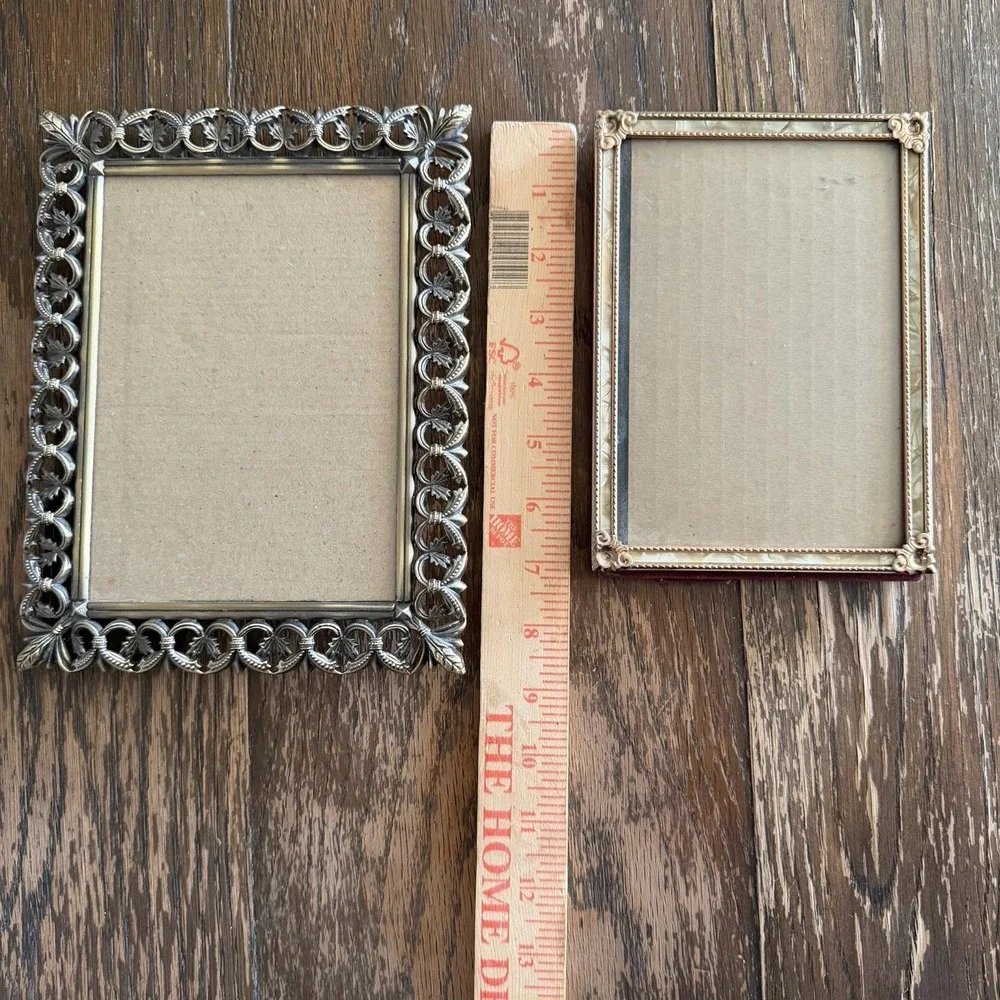 Set Of 2 VTG Brass Mother Of Pearl Photo Picture Frames 80s 90s Decor